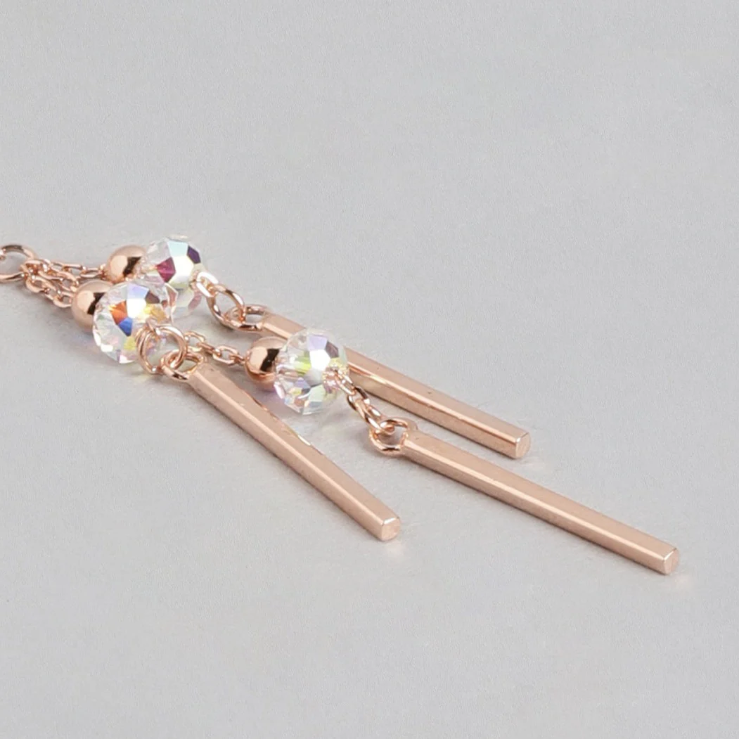 CZ Rose Gold Plated 925 Sterling Silver Drop Earrings - Image 6
