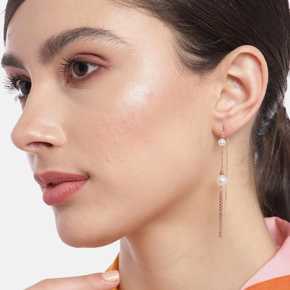 Pearl Rose Gold Plated 925 Sterling Silver Earrings - Image 2