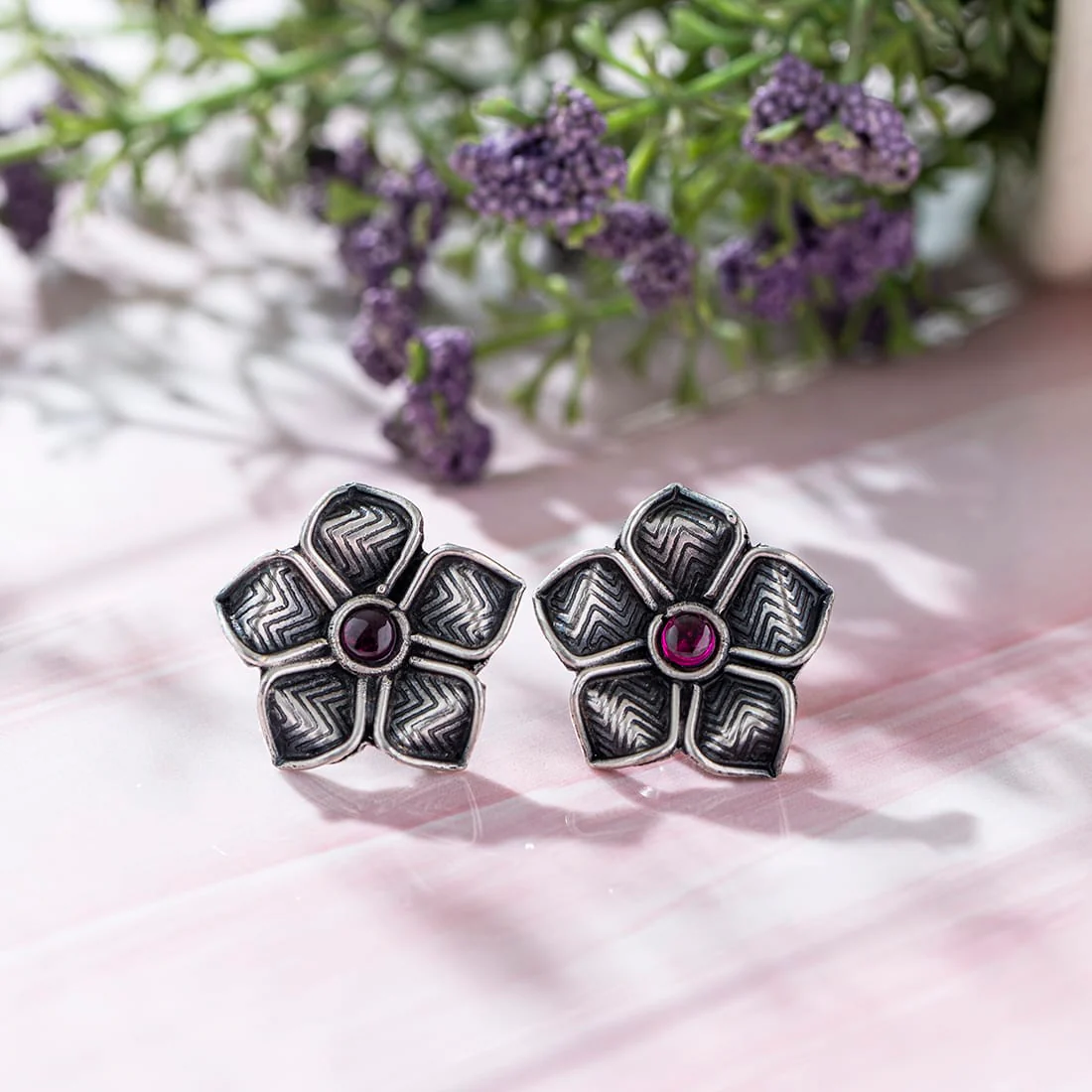 Blossom Oxidised 925 Sterling Silver Earrings