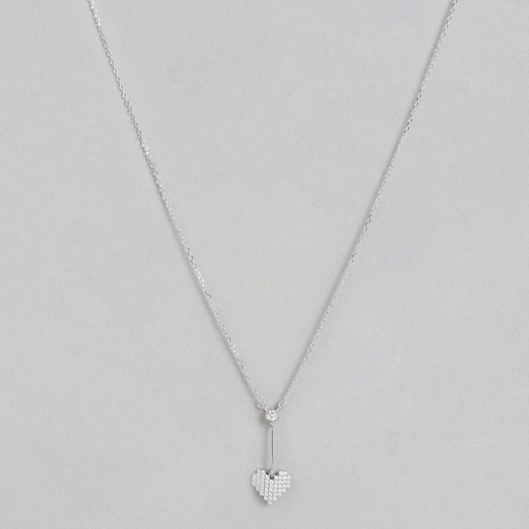 Love Heart CZ 925 Sterling Silver Drop Necklace - Image 3
