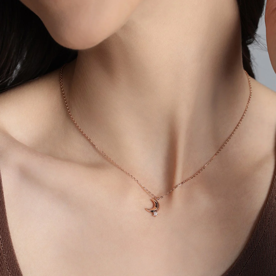 To the Moon Rose-Gold Plated 925 Sterling Silver Necklace - Image 2