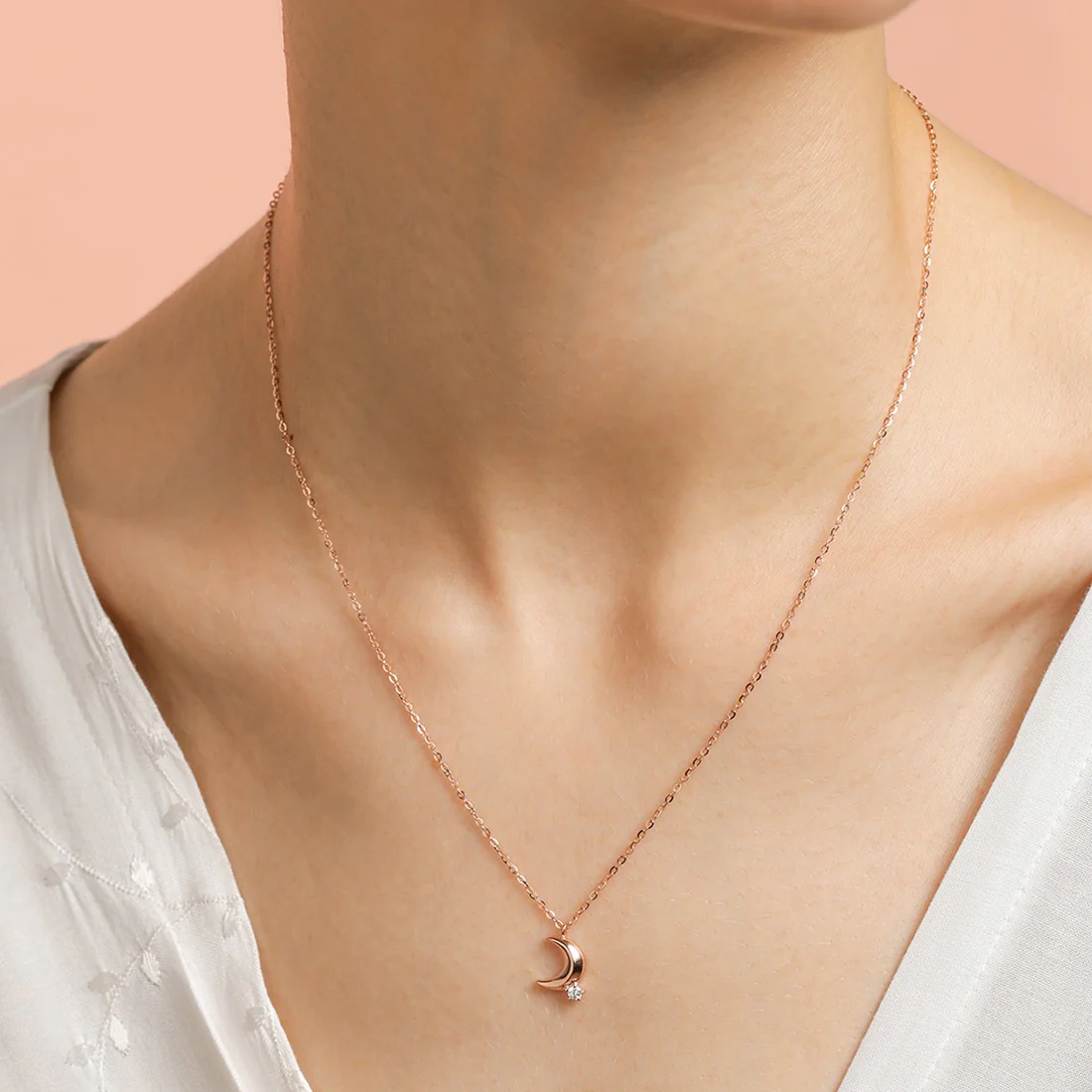 To the Moon Rose-Gold Plated 925 Sterling Silver Necklace - Image 4