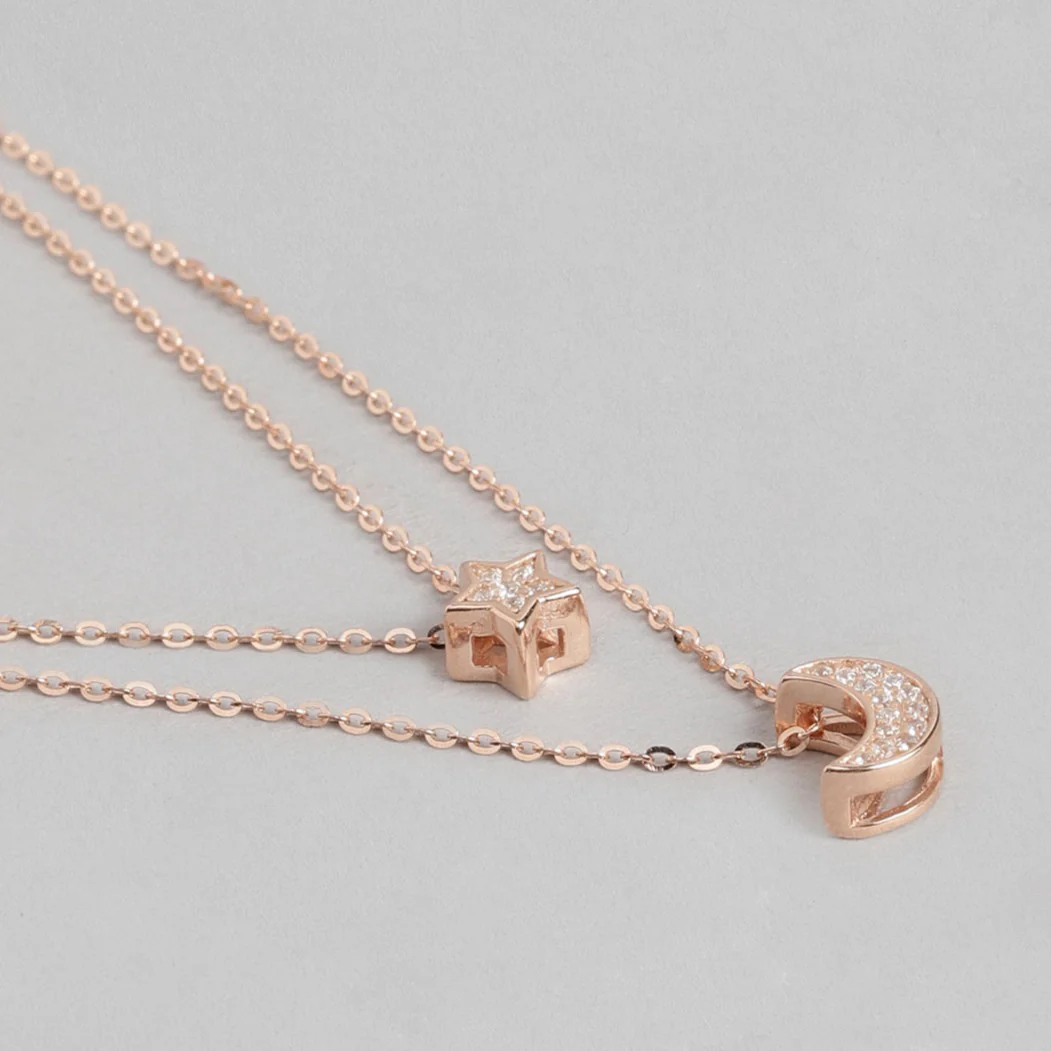 Star & Moon 925 Sterling Silver Layered Necklace - Image 4