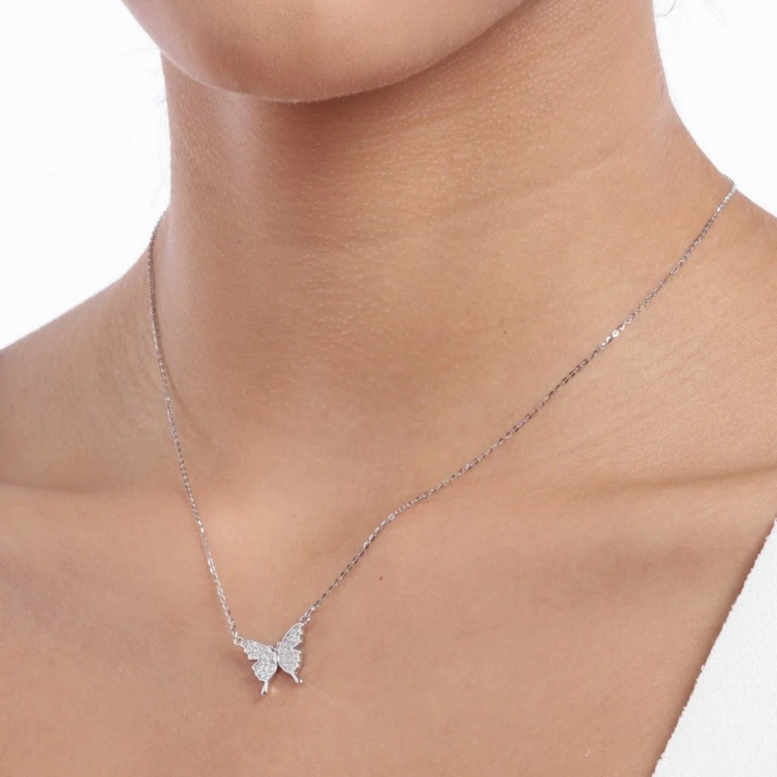 Butterfly CZ 925 Sterling Silver Necklace - Image 2