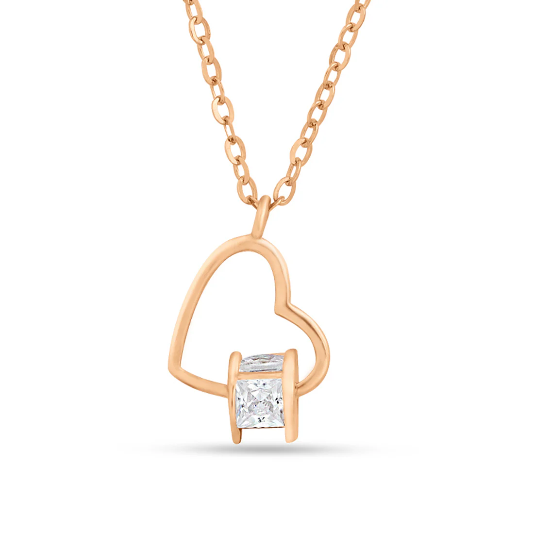 Heart & Stone Rose Gold Plated 925 Sterling Silver Necklace - Image 3