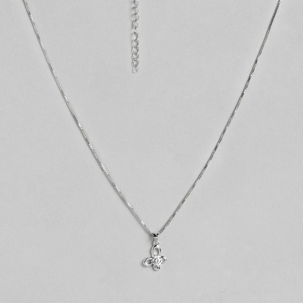 Butterfly Rhodium Plated 925 Sterling Silver Pendant with Chain - Image 4