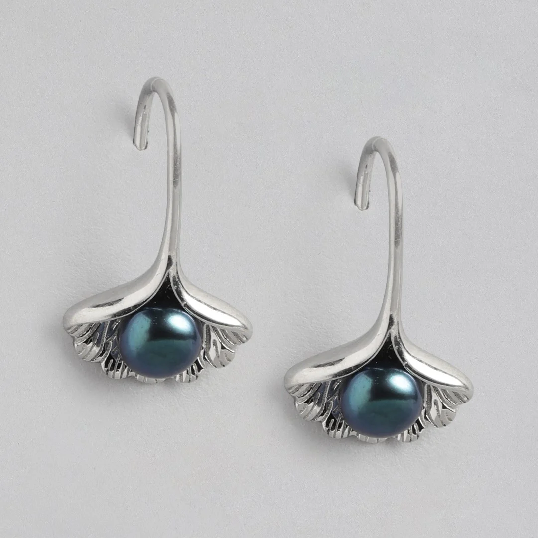 Jubilant Shell and Pearl Drop 925 Silver Earrings - Image 3