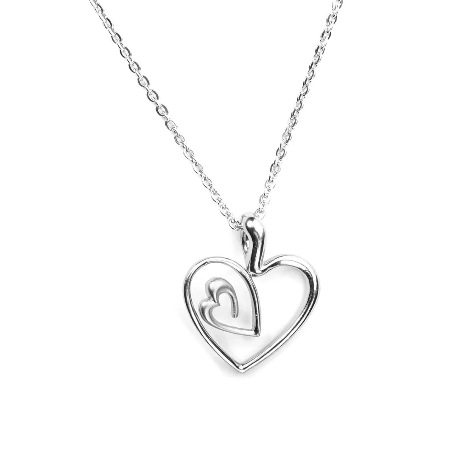 Nested Heart 925 Silver Necklace Chain - Image 4