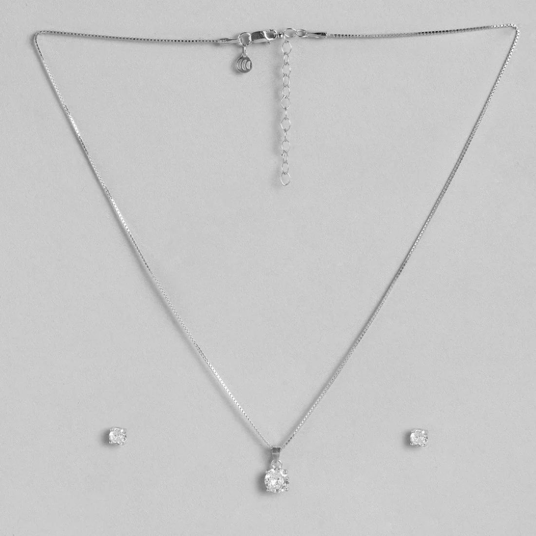 Sensational Solitaire Rhodium Plated 925 Silver Jewellery Set - Image 4