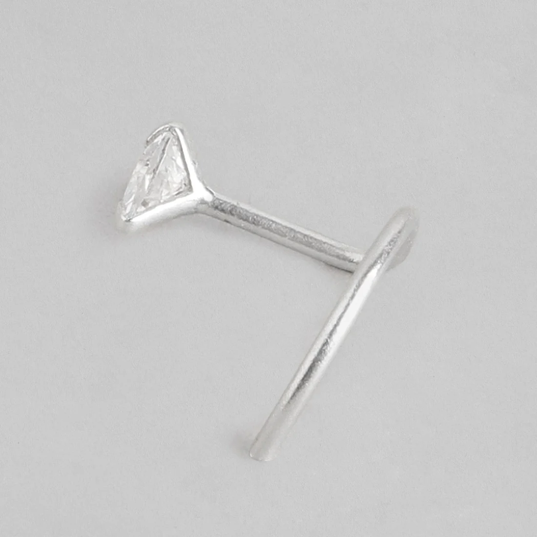 Tiny Heart Solitaire 925 Silver Nose Pin - Image 5