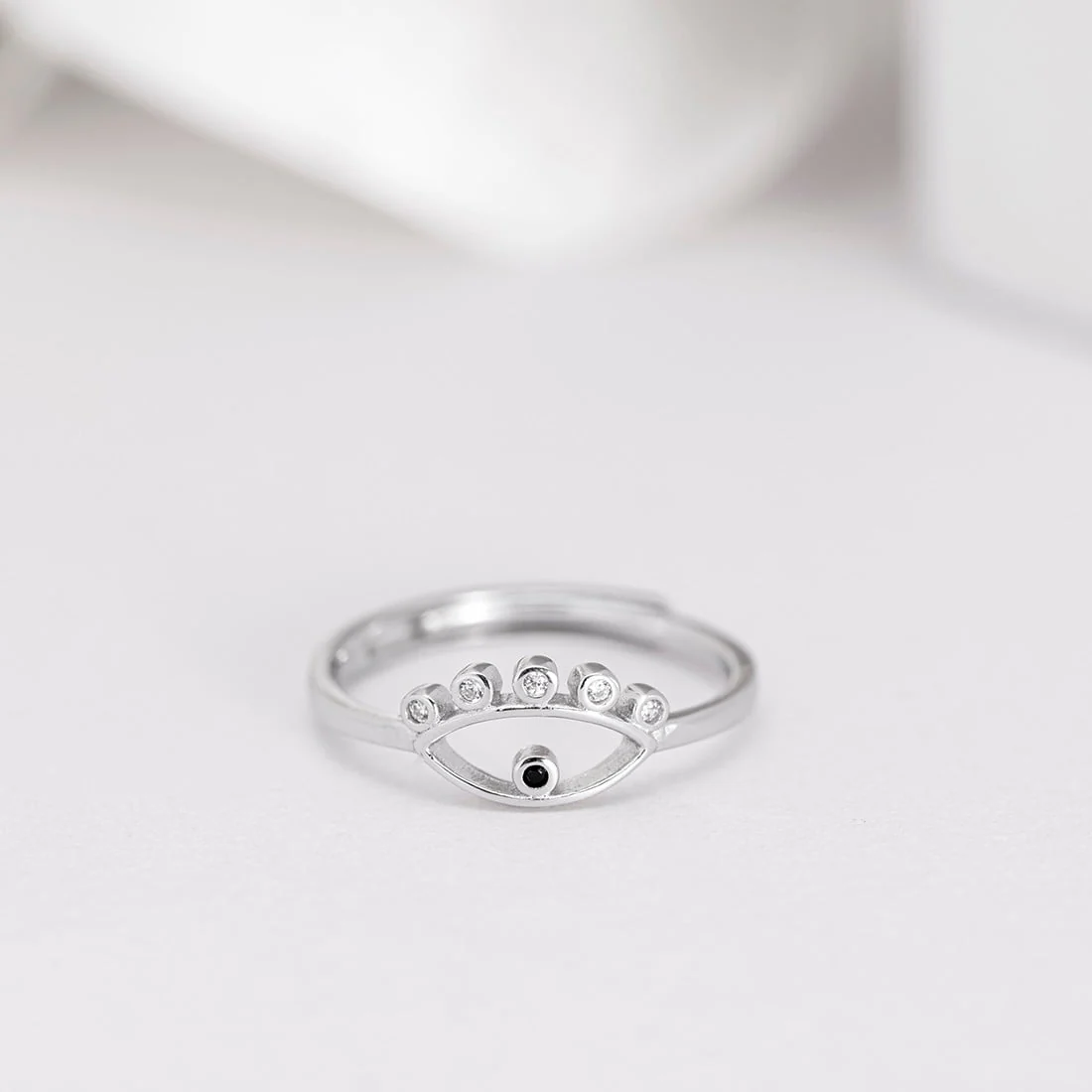 Evil Eye CZ 925 Sterling Silver Ring for Women (Adjustable) - Image 2