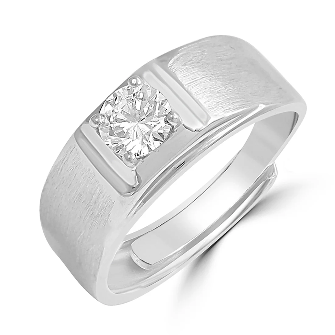 CZ Square Solitaire 925 Sterling Silver Ring for Him (Adjustable) - Image 4