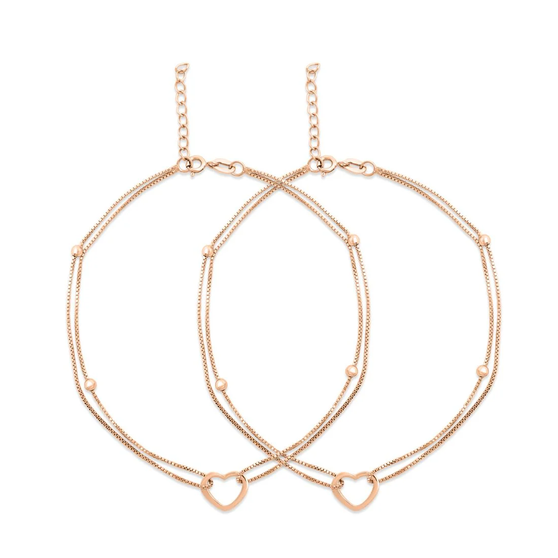 Dainty Silver Heart 925 Silver Anklets - Image 9