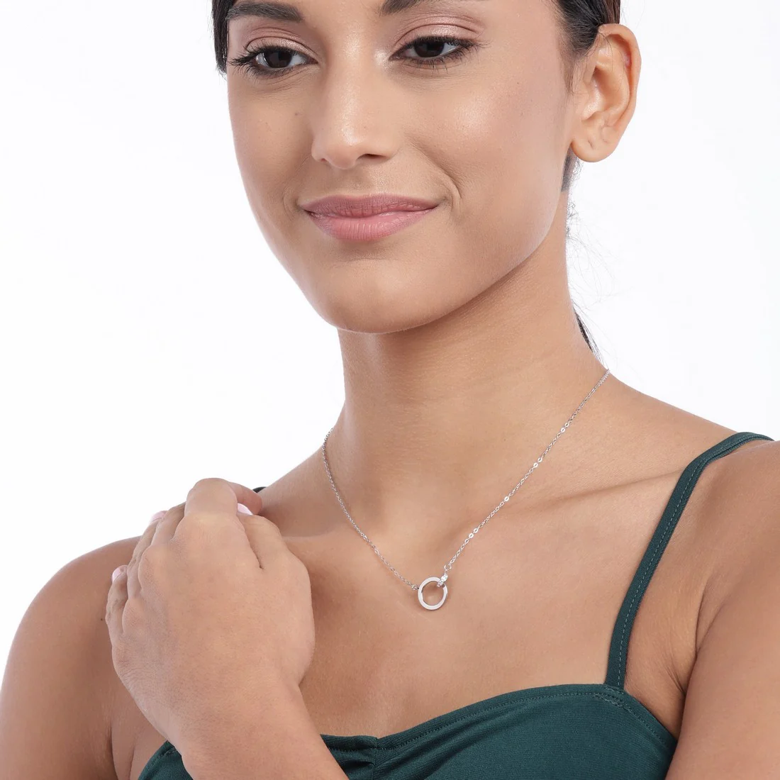 Circular Rhodium Plated 925 Sterling Silver Necklace - Image 3