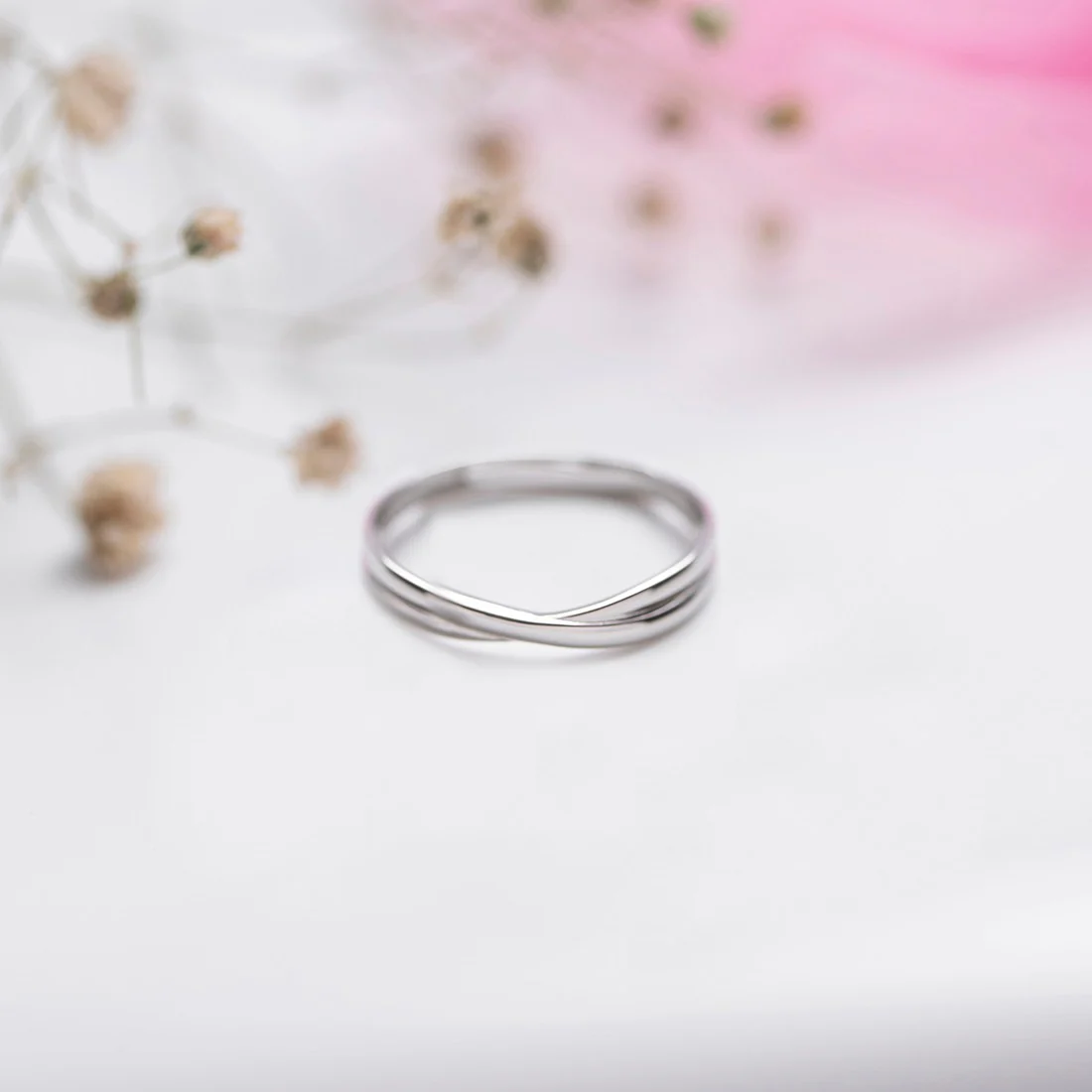 Crossover Rhodium Plated 925 Sterling Silver Ring For Him (Adjustable) - Image 3
