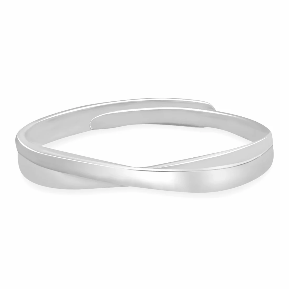 Crossover Rhodium Plated 925 Sterling Silver Ring For Him (Adjustable) - Image 6