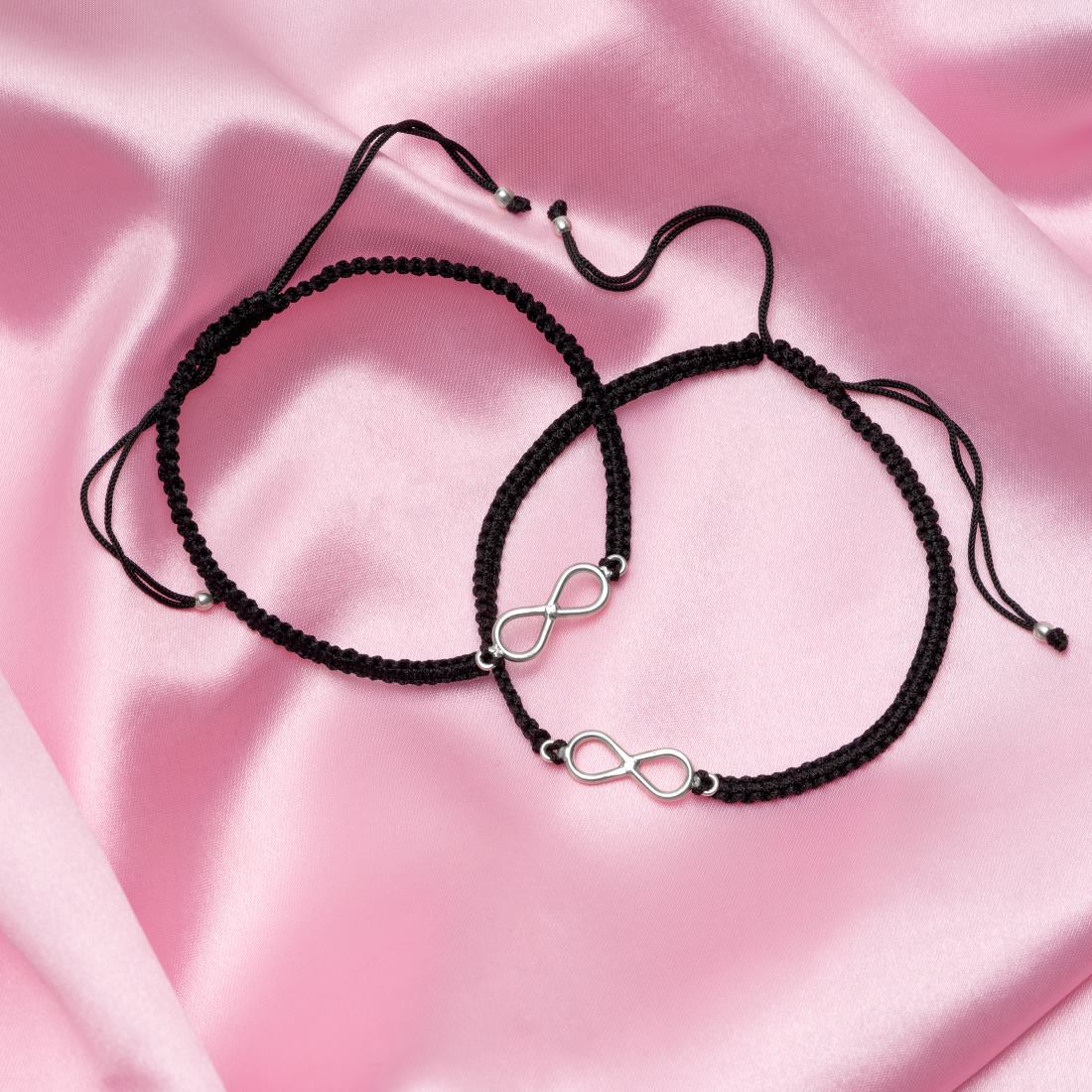Black Thread Infinity 925 Sterling Silver Anklet - Image 3
