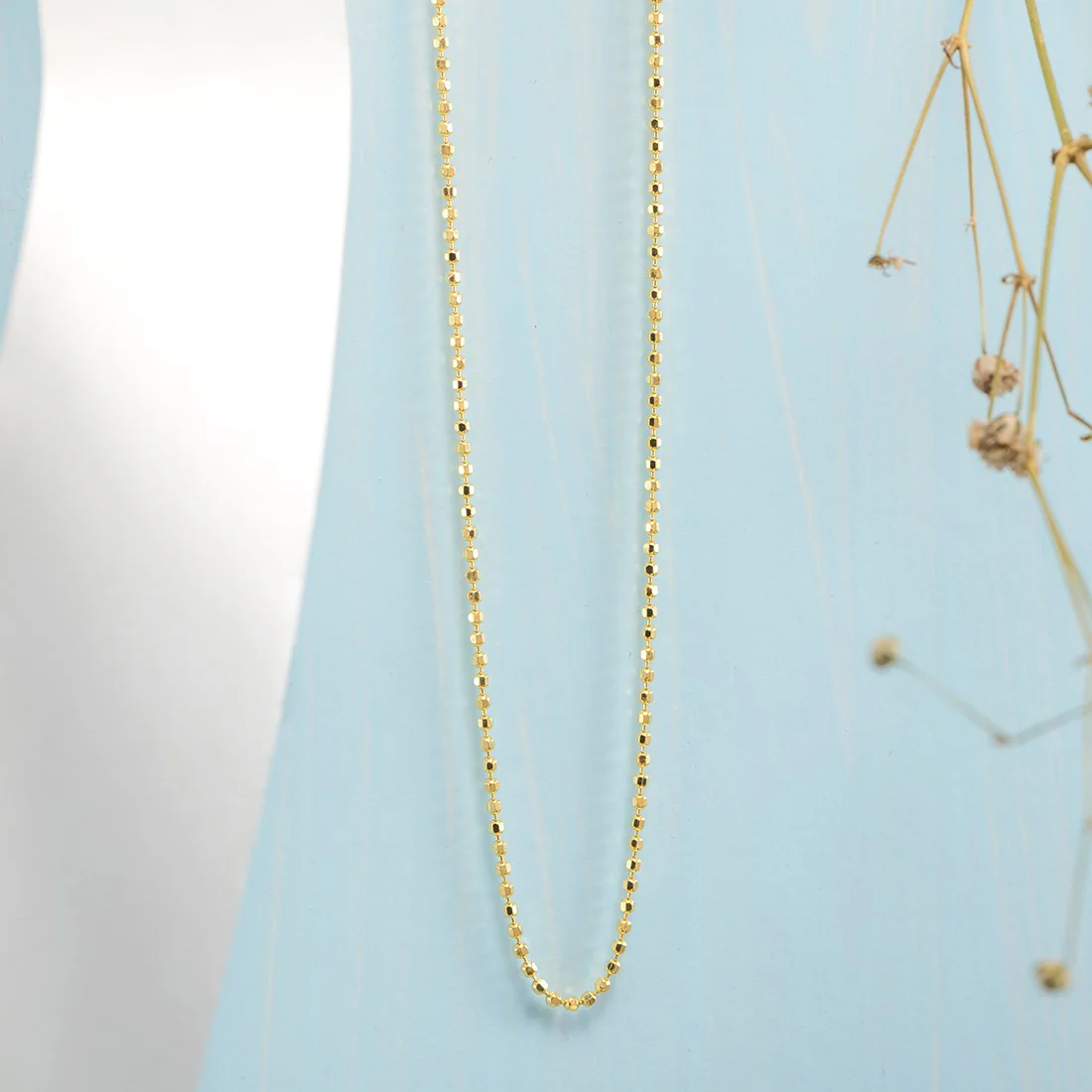 Minimal Beaded Gold Plated 925 Sterling Silver Chain - Image 3