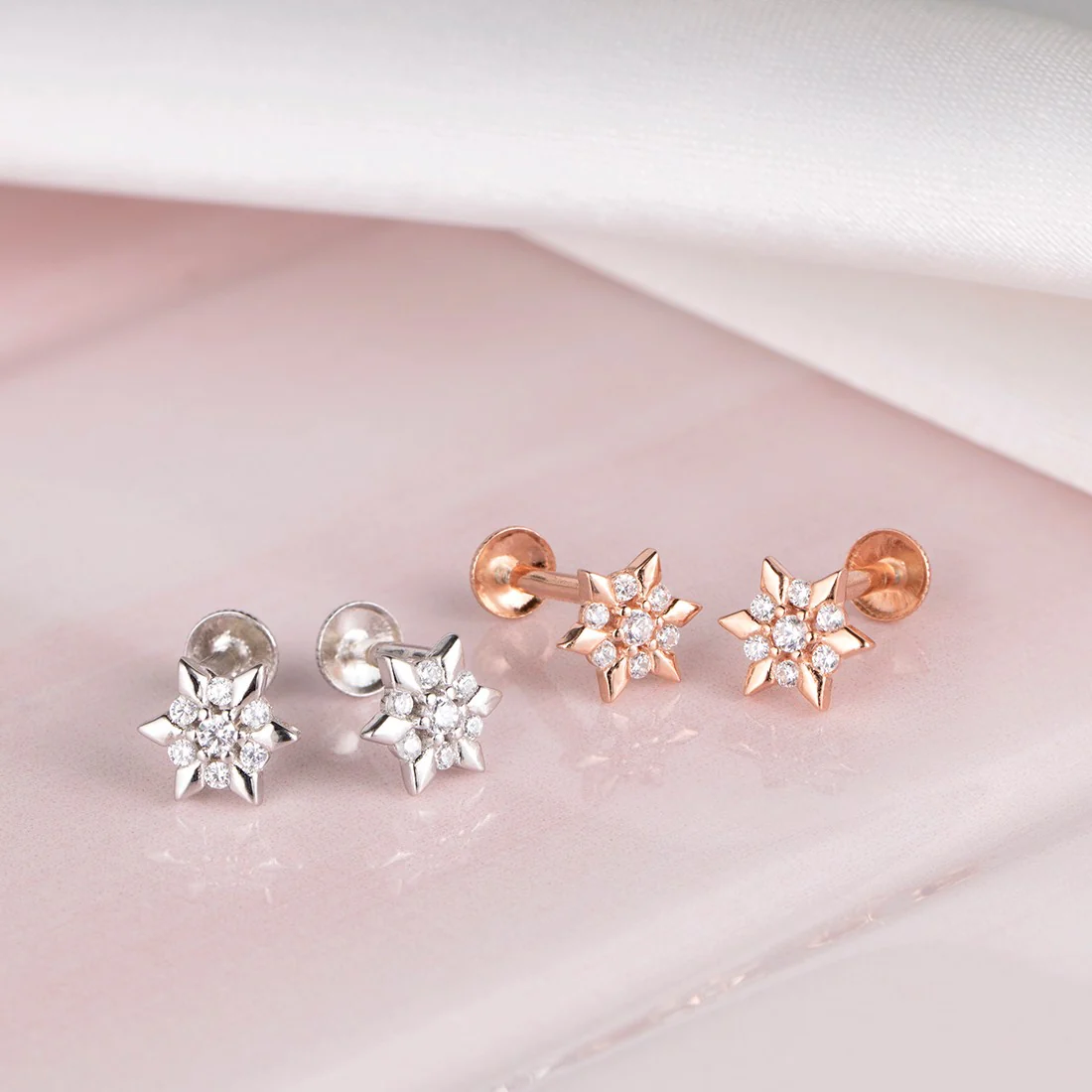 Shinning Flower 925 Sterling Silver Earring Combo