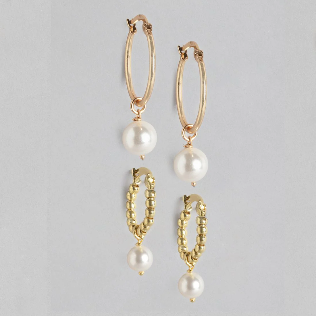 Simple and Beaded Pearl 925 Sterling Silver Earring Combo - Image 4