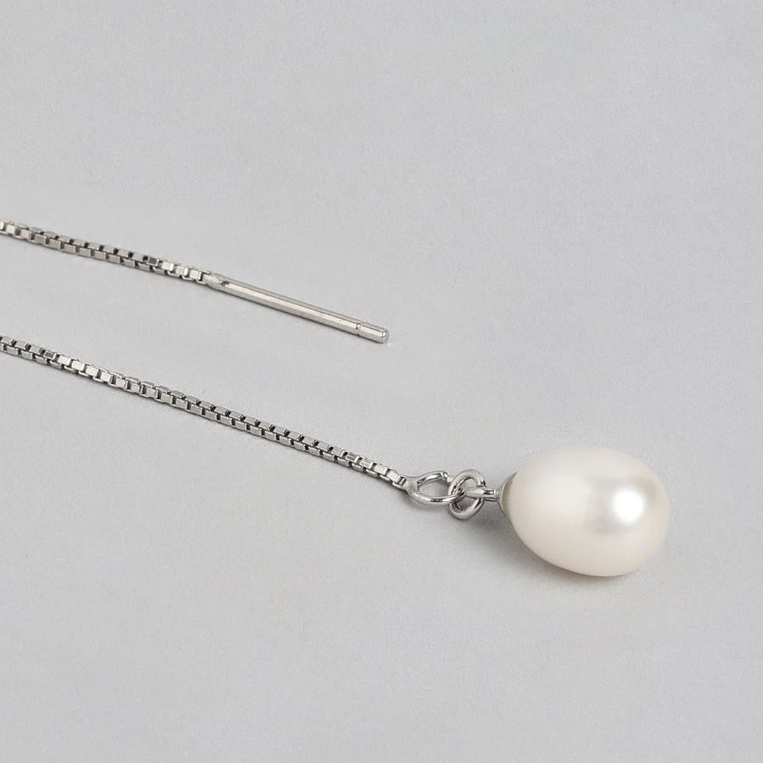 Sui Dhaga with Pearl Duo 925 Sterling Silver Earring - Image 7