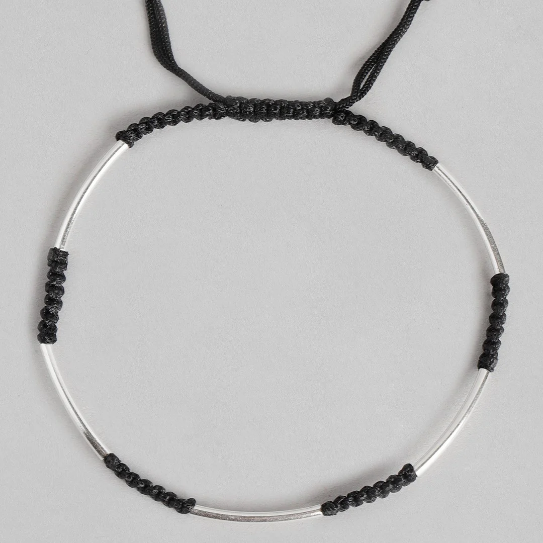 Silver Dhaaga Rhodium Plated 925 Sterling Silver Anklet - Image 5